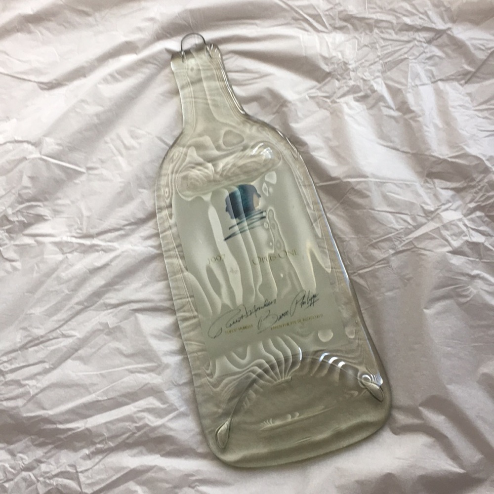 Cheese Plate. Flattened Wine Bottle.
